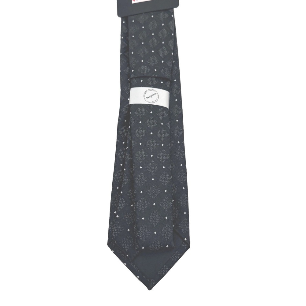 Bespoke Necktie Mens Black Diamond Dot Geometric Woven Formal Business Classic - Picture 6 of 7